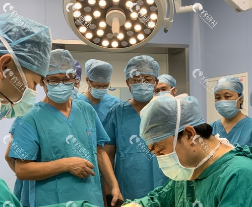 图为：西安国 际医学刘主席观摩郭树忠教授耳再造手术