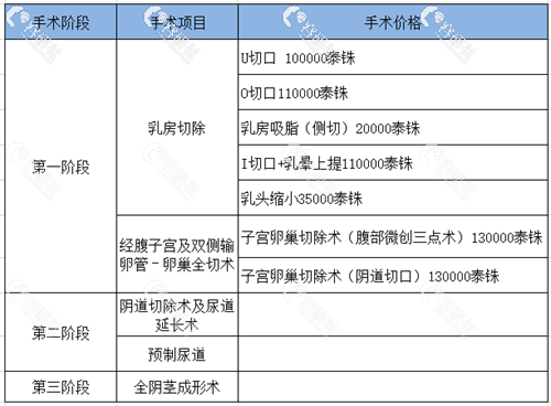 泰国yanhee然禧医院女变男手术价目表