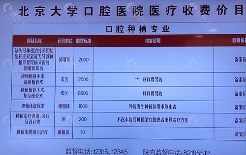 北京大学口腔医院种植牙收费价格
