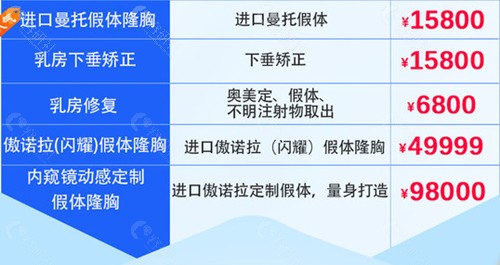 吴毅平隆胸价格表参考