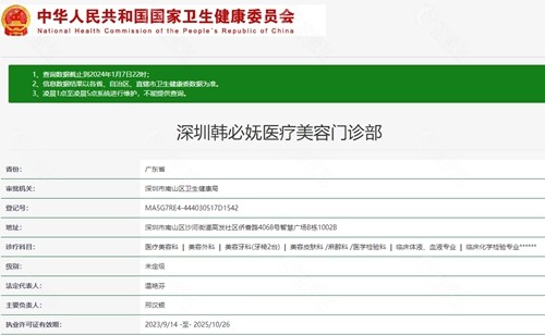 深圳韩必妩医疗美容门诊资质