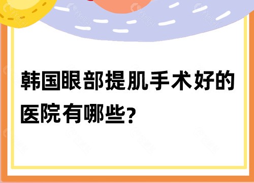 韩国眼部提肌手术好的医院有哪些？