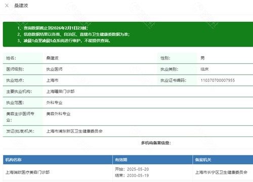上海瑞欧医疗美容门诊的桑建波医生