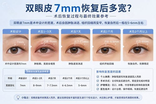 双眼皮7mm恢复后多宽? 双眼皮7mm恢复后多宽?