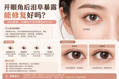 开眼角后泪阜暴露能修复好吗？