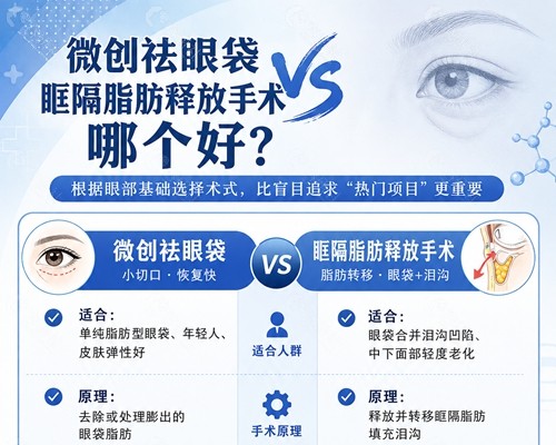 微创祛眼袋和眶隔脂肪释放手术哪个好？