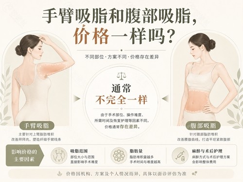 手臂吸脂和腹部吸脂价格一样吗? 手臂吸脂和腹部吸脂价格一样吗?